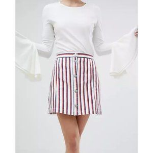 Monki stripe mini skirt in white
